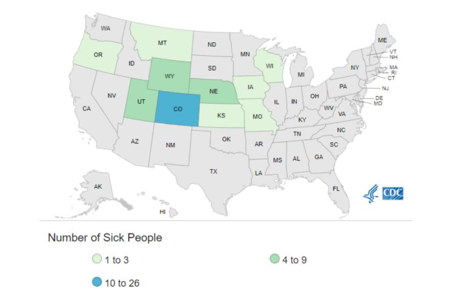 El brote por E. Coli se produjo en 10 estados del país.
