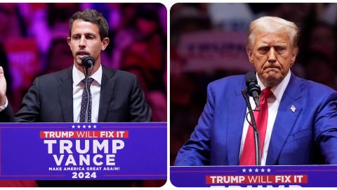 Donald Trump y Tony Hinchcliffe en evento de campaña en MSG de NY