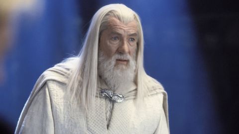 Ian McKellen personificado como Gandalf.