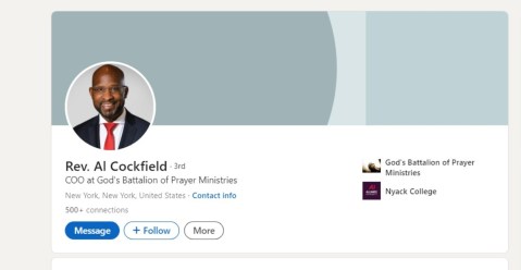Perfil en LinkedIn del reverendo Alfred Cockfield II.