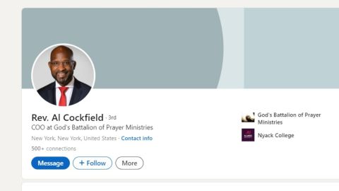 Perfil en LinkedIn del reverendo Alfred Cockfield II.