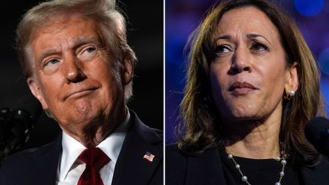 El expresidente Donald Trump y la vicepresidenta Kamala Harris.