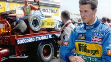 Michael Schumacher durante su etapa con Benetton, donde compartió con el padre de Max, Jos Verstappen.