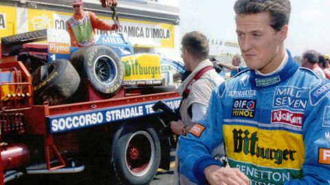 Michael Schumacher durante su etapa con Benetton, donde compartió con el padre de Max, Jos Verstappen.