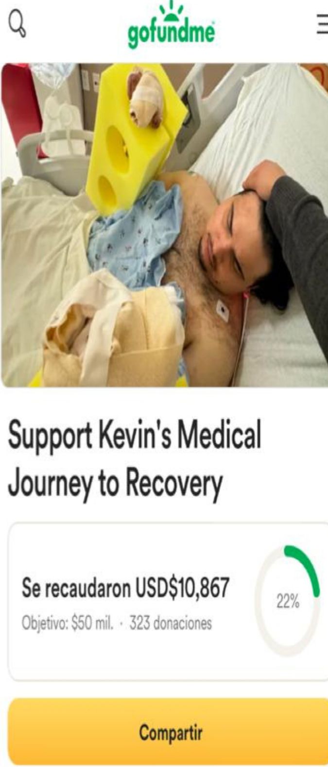 Captura pantalla GoFundme.