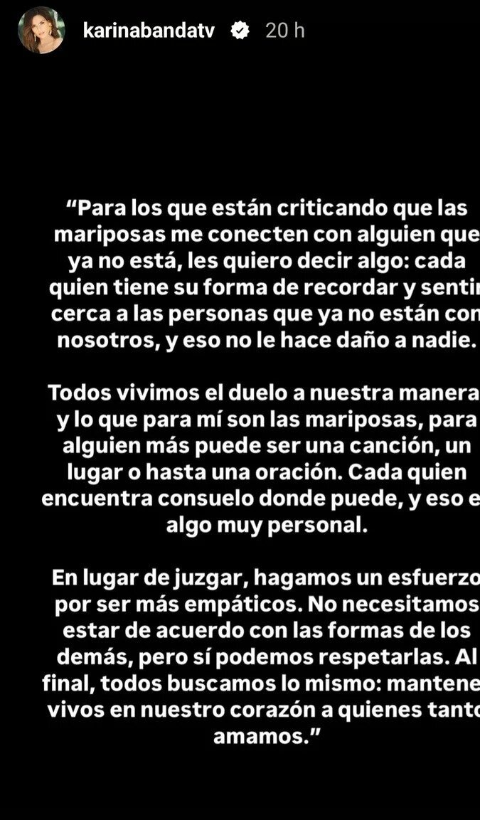 La presentadora Karina Banda no se le queda en silencio a una seguidora. | Foto: Instagram: @karinabandatv.
