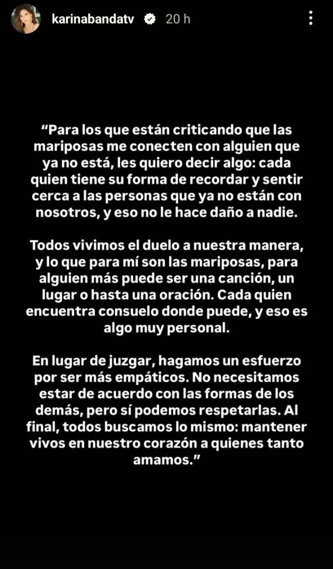 La presentadora Karina Banda no se le queda en silencio a una seguidora. | Foto: Instagram: @karinabandatv.
