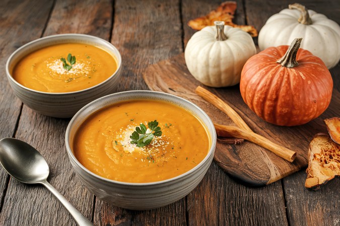 Una sopa con pocos ingredientes y sencilla de preparar con la calabaza como ingrediente estrella.