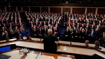 El expresidente Donald Trump ante la Cámara de Representantes durante su discurso del Estado de la Unión en 2018.