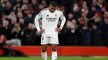 Kylian Mbappé durante el encuentro entre el Real Madrid y el Liverpool.