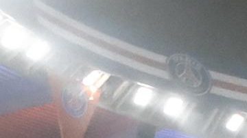 Hinchas del Paris Saint-Germain desplegaron el "tifo" en el partido de Champions League ante el Atletico Madrid.