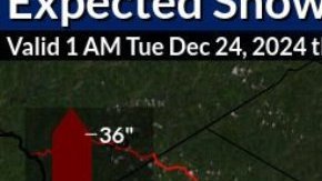 Pronóstico de nieve en la región este 24 de diciembre 2024.