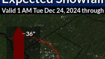 Pronóstico de nieve en la región este 24 de diciembre 2024.