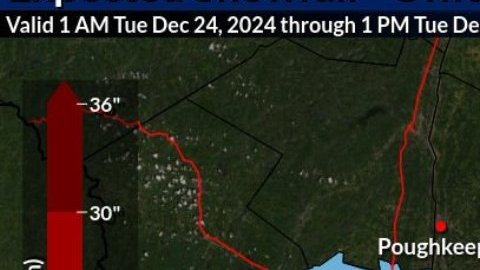 Pronóstico de nieve en la región este 24 de diciembre 2024.