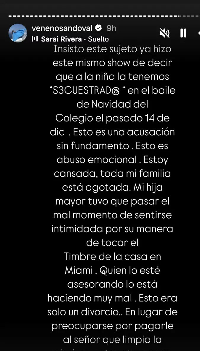Carolina Sandoval se siente agotada de la situación que vive con Nick Hernández. | Foto: Instagram: @venenosandoval.