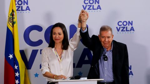 María Corina Machado junto a Edmundo González durante una rueda de prensa el pasado mes de julio en Caracas.