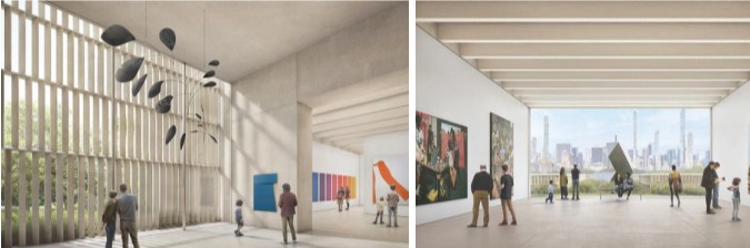 Imágenes digitales de cómo se verán las salas del nuevo ala de arte moderno y contemporáneo.