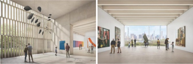 Imágenes digitales de cómo se verán las salas del nuevo ala de arte moderno y contemporáneo.