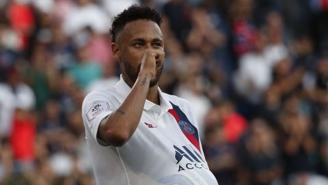 Neymar celebra un gol durante un partido con el PSG en 2019