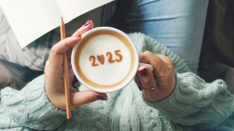 New,Year,2025,Celebrated,Coffee,Cup,With,Number,2025,On