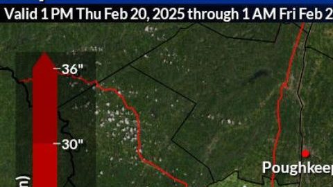 Pronóstico de nieve para el 20 de febrero 2025 en el área triestatal.