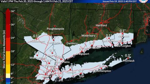 Pronóstico de nieve para el 20 de febrero 2025 en el área triestatal.