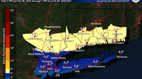 Pronóstico de acumulación de nieve este fin de semana en NY, NJ y CT.