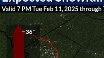 Pronóstico de nieve en el área triestatal martes 11 y miércoles 12 de febrero 2025.