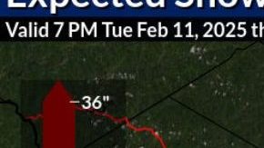 Pronóstico de nieve en el área triestatal martes 11 y miércoles 12 de febrero 2025.