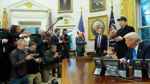 Elon Musk y Donald Trump en una conferencia de prensa en el Despacho Oval de la Casa Blanca