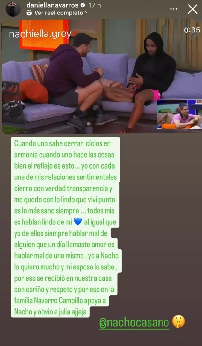 Daniella Navarro le respondió a su exnovio Nacho Casano. | Instagram: @daniellanavarros.