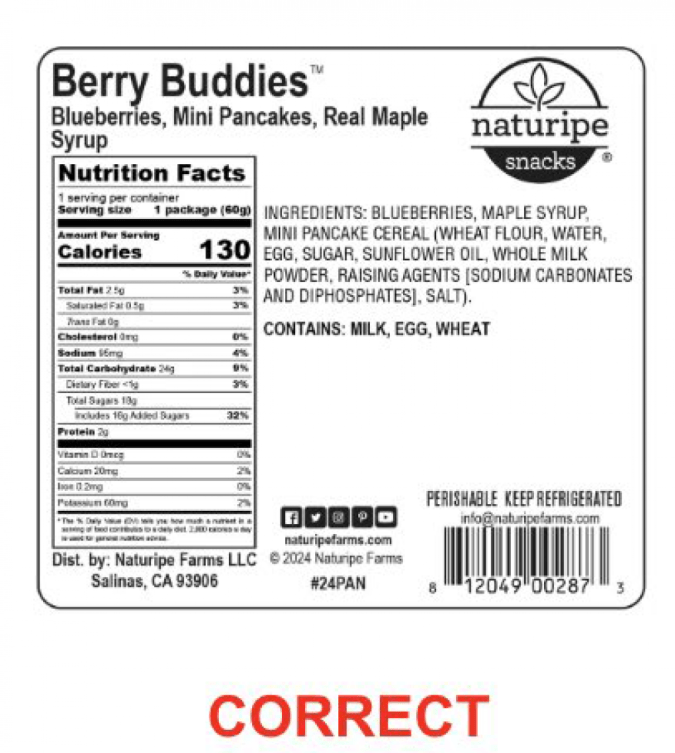 En el sitio de la FDA está disponible la información de los ingredientes del producto sujeto a retirada.