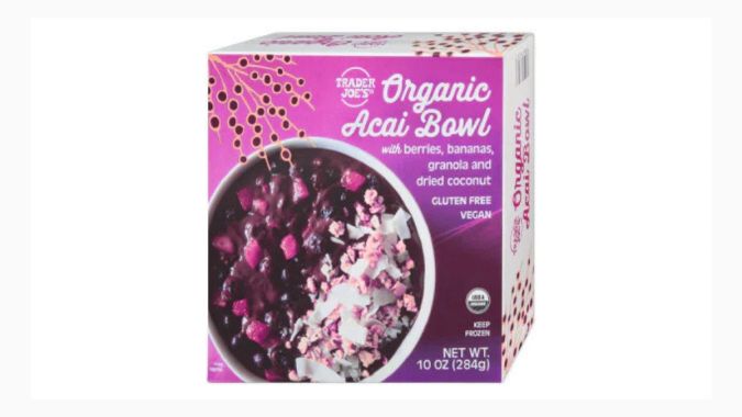En aviso de retiro del producto de las tiendas de Trader Joe's fue acompañado con una imagen de los tazones de acai.