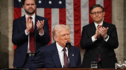 Donald Trump en su primer discurso a la nación en el Congreso.