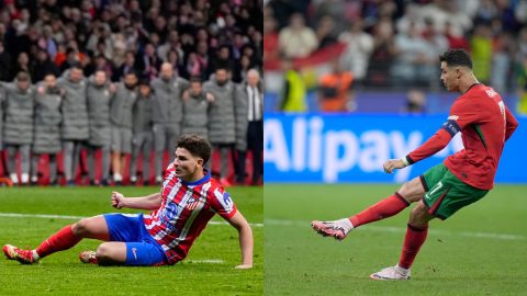 Julián Álvarez y Cristiano Ronaldo