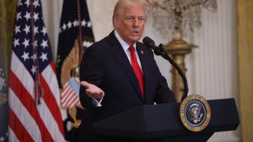 El presidente de Estados Unidos, Donald Trump, habla en un evento del Mes de la Historia de la Mujer en la Sala Este de la Casa Blanca en Washington, DC, EE.UU., el 26 de marzo de 2025.