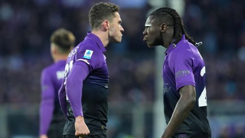 Jugadores de la Fiorentina celebran el 1-0 ante la Juventus.