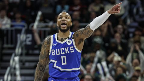 Damian Lillard durante un partido entre los Bucks y el Oklahoma City Thunder.