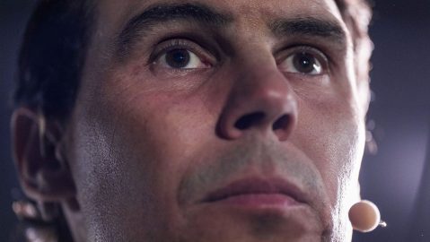 Rafa Nadal durante un homenaje en Madrid.