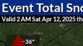 Pronóstico de nieve en Nueva York el 12 de abril de 2025.