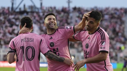 Lionel Messi, Jordi Alba y Luis Suárez.