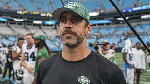 Aaron Rodgers durante su tiempo como quarterback de los New York Jets.