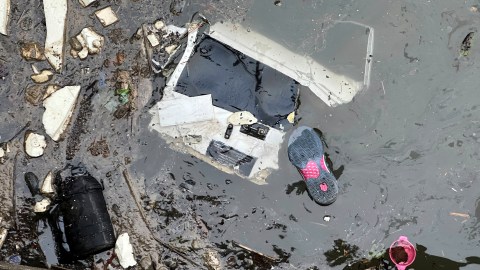 Las piezas de la aeronave quedaron flotando en el agua del río Hudson tras el desplome, además de restos de las víctimas.