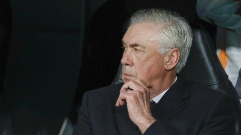 El entrenador del Real Madrid Carlo Ancelotti durante el partido de vuelta de cuartos de final de la Champions League entre el Real Madrid y Arsenal.
