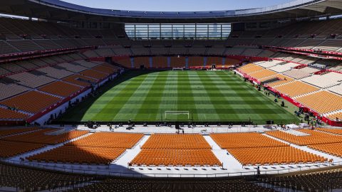 Vista del estadio de la Cartuja de Sevilla, escenario de la final de la Copa del Rey entre FC Barcelona y Real Madrid, el próximo sábado.