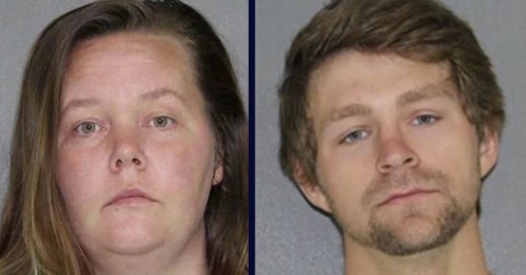 Foto policial de Megan Farr y Gunnar Farr, la pareja condenada en Texas por obligar a tatuar a los hijos de ella.