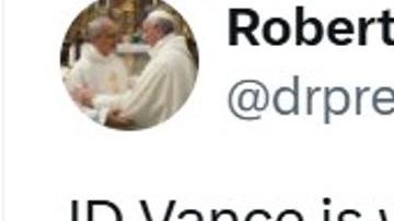 Fotografía de la cuenta en la red social X @drprevost del cardenal Robert Francis Prevost que muestra una imagen del vicepresidente de Estados Unidos, JD Vance.