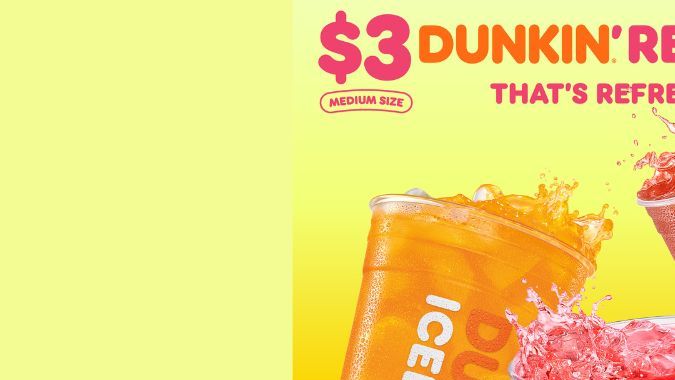 Dunkin ofrece bebidas refrescantes por 3 dólares.