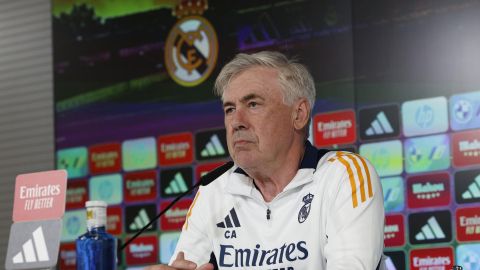 El entrenador italiano Carlo Ancelotti durante su última rueda de prensa como técnico del Real Madrid.