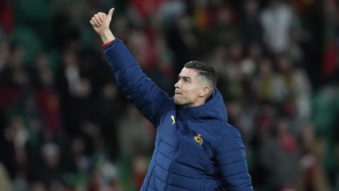 Cristiano Ronaldo durante la UEFA Nations League en un partido entre Portugal y Dinamarca.
